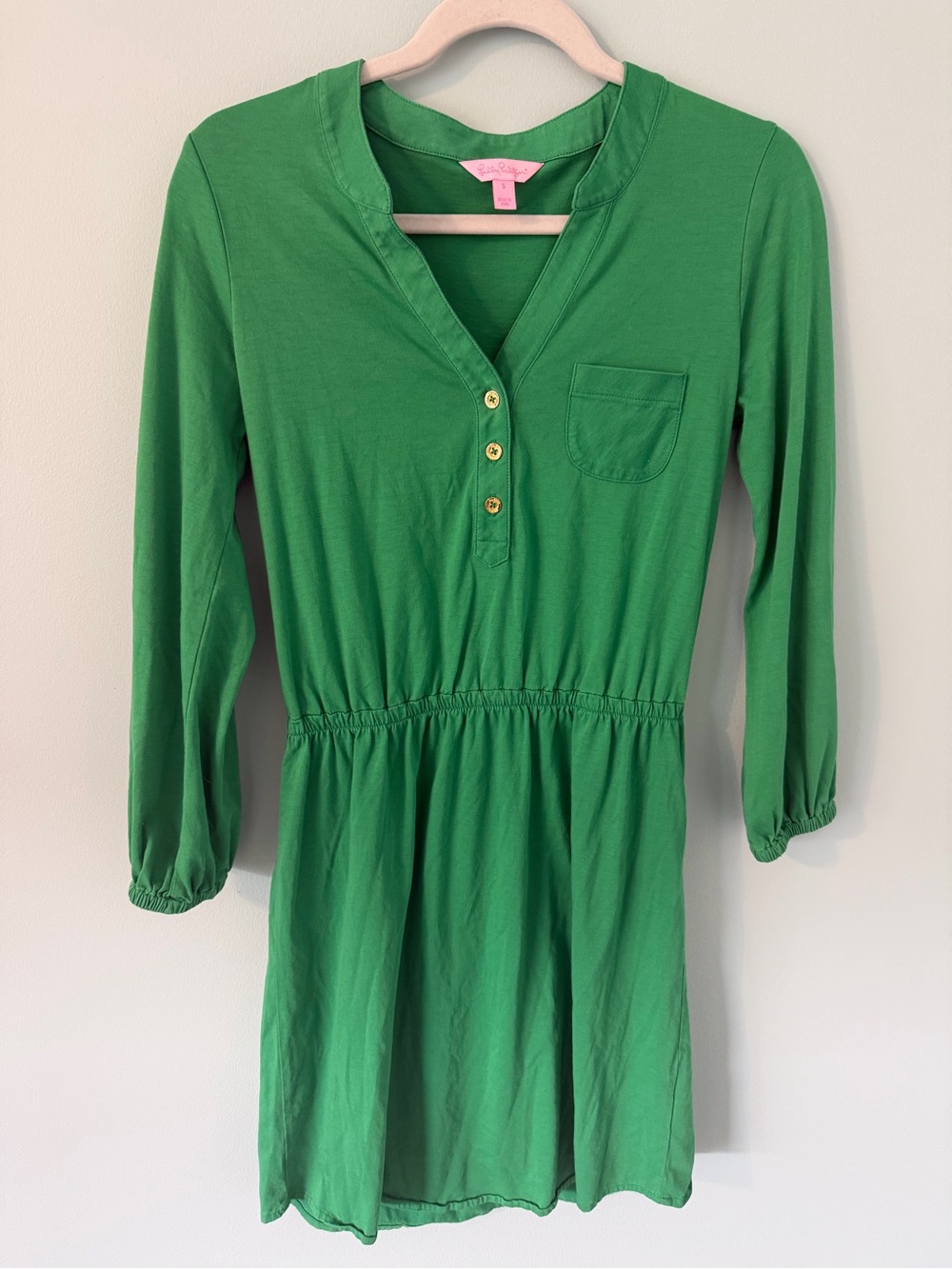 Lilly Pulitzer Bright Kelly Green Henley Jersey Dress